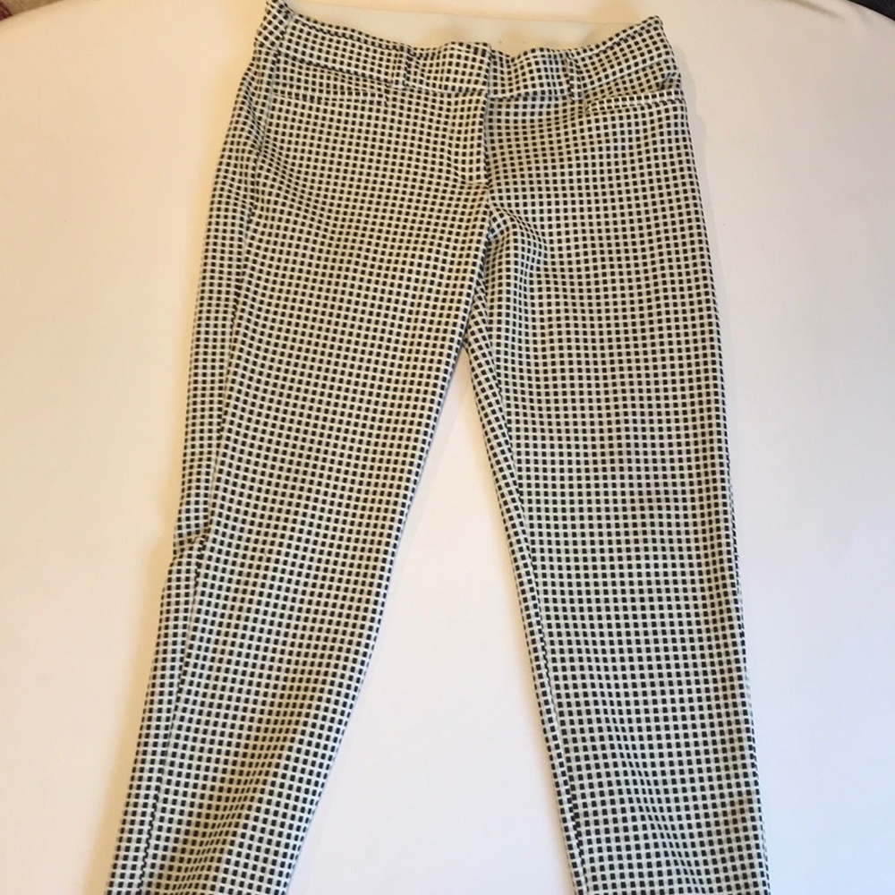 Black and white checked slacks